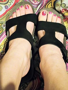 Munro Black Two-Strap Slide Sandals